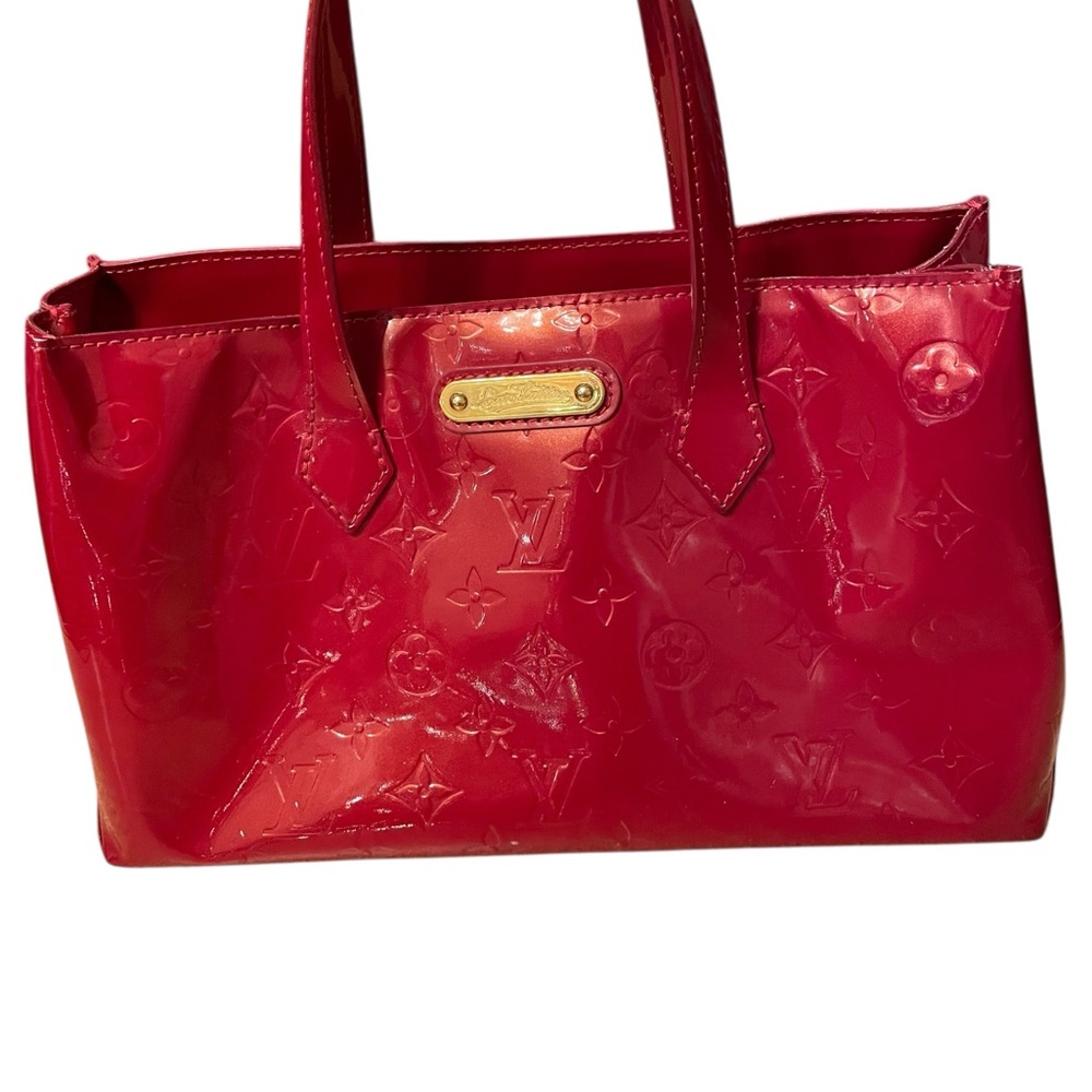Louis Vuitton  Vernis Red  Embossed Leather Tote 12” w X 7.5”L approximately